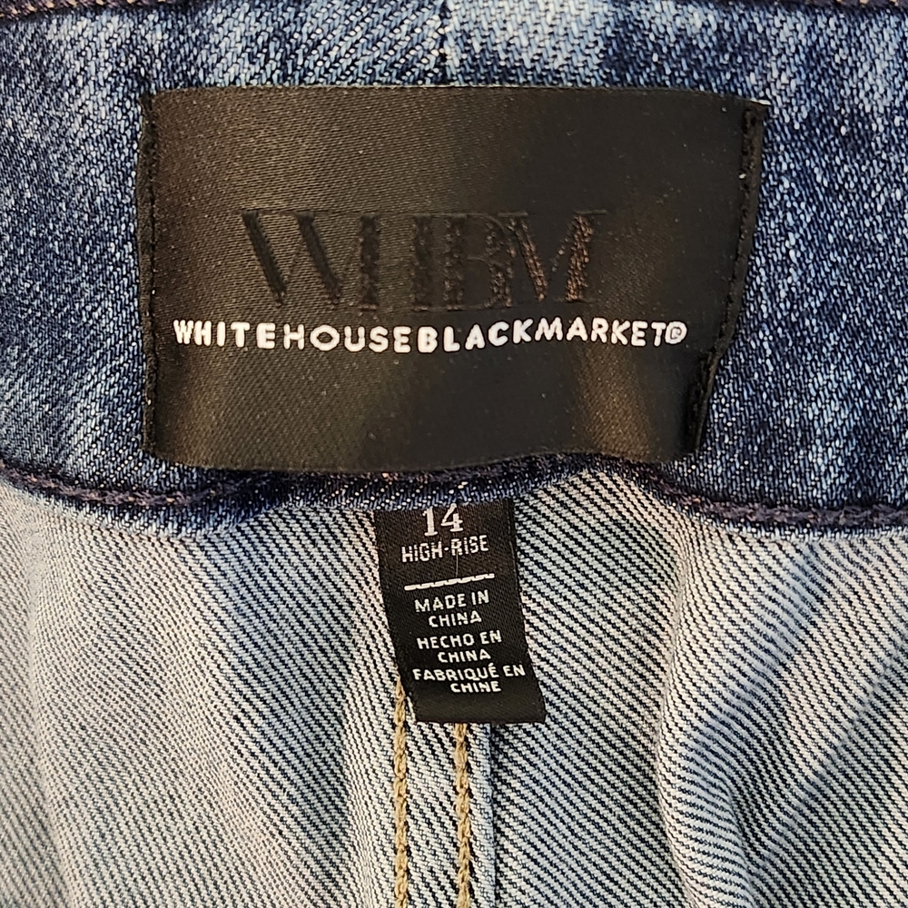 White House Black Market Dark Blue High Rise Jeans w/Silver Sailor Buttons - Picture 7 of 9